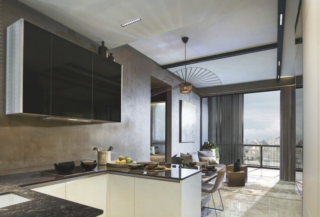 Martin Modern 2 bedroom study living dining room