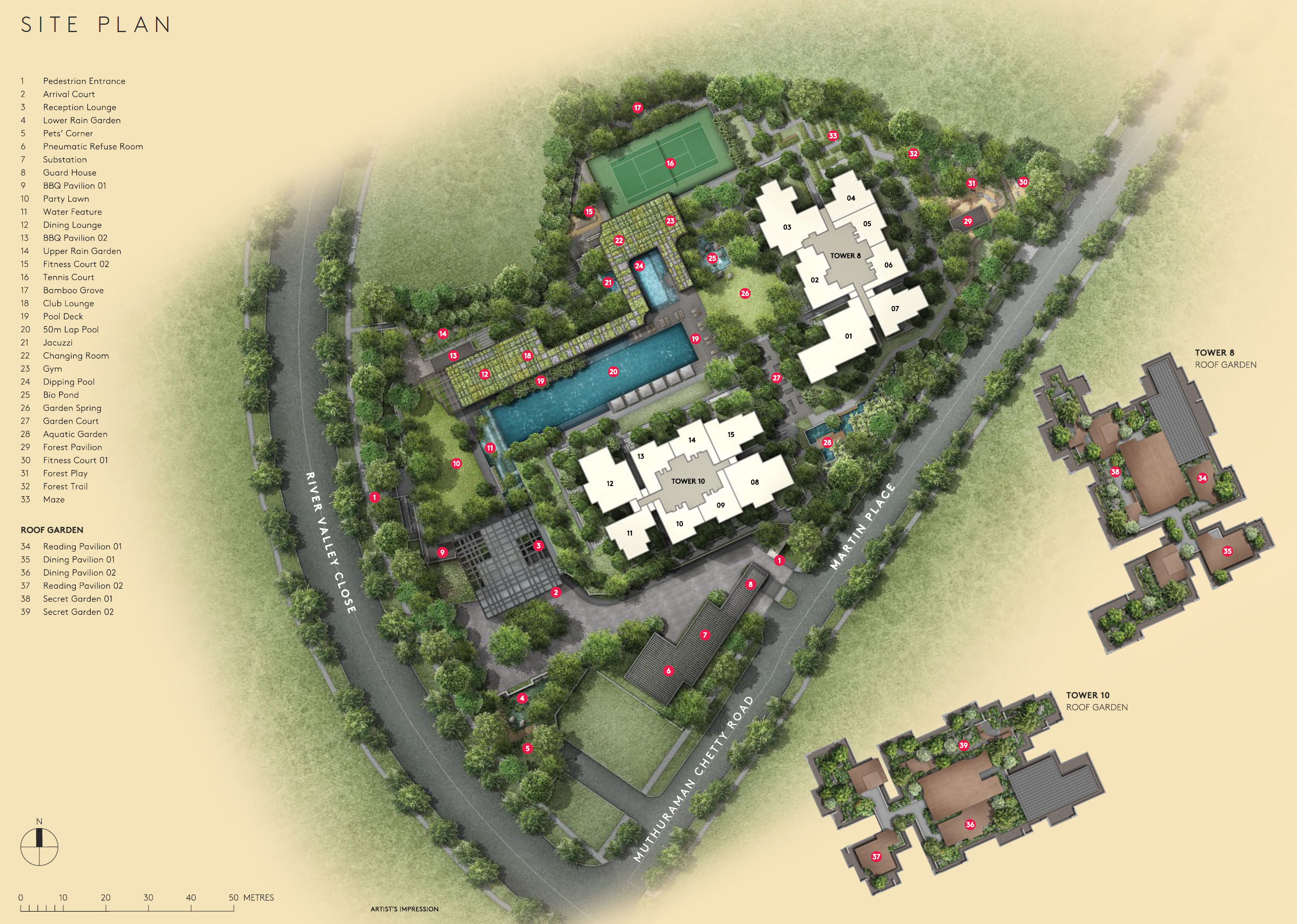 Martin Modern condo site plan and facilities